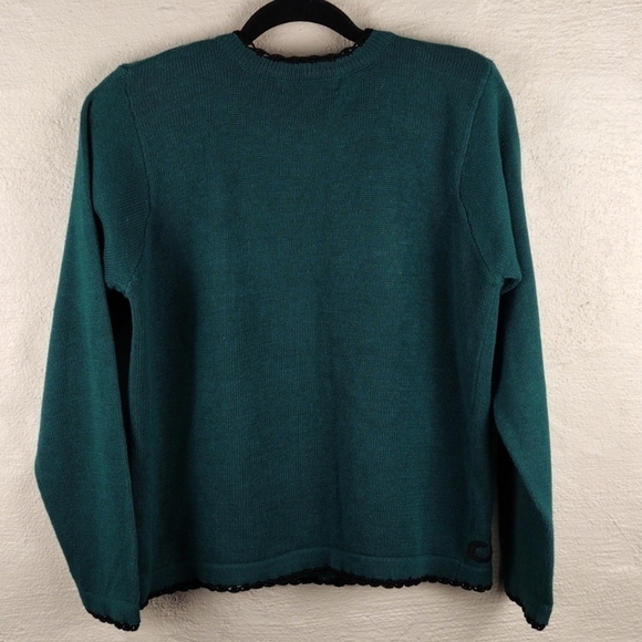 Arriviste Dark Green Embroidered Long Sleeve Button Front Cardigan Sweater - Picture 6 of 10